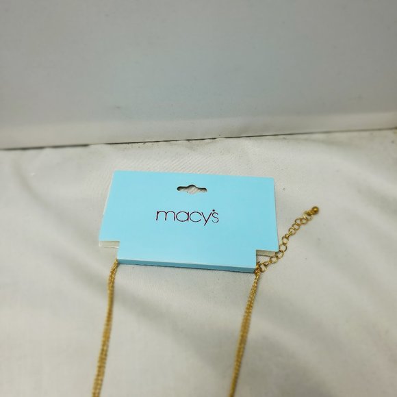 Macy's red leather tassel necklace with gold chain and rhinestones - Picture 11 of 13